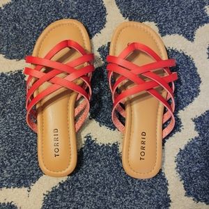 Red Torrid strappy sandal slides